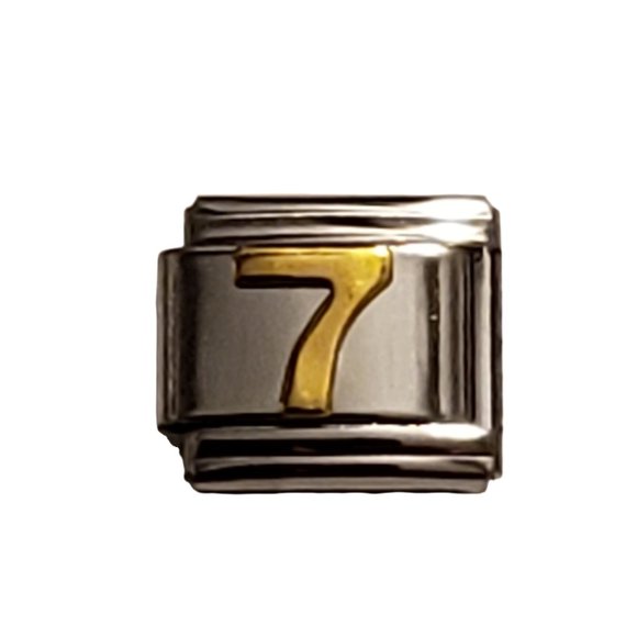 Italian Charm Bracelet Alphabet Letter Link - NUMBER "7" - Picture 1 of 1